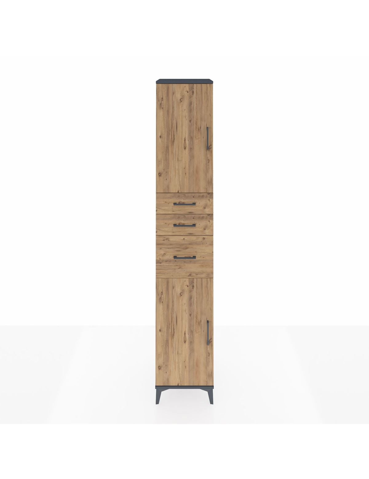 Hyperion Dolap 4 Raflı 3 Çekmeceli 2 Kapaklı 44x44x243 Antrasit-Çam