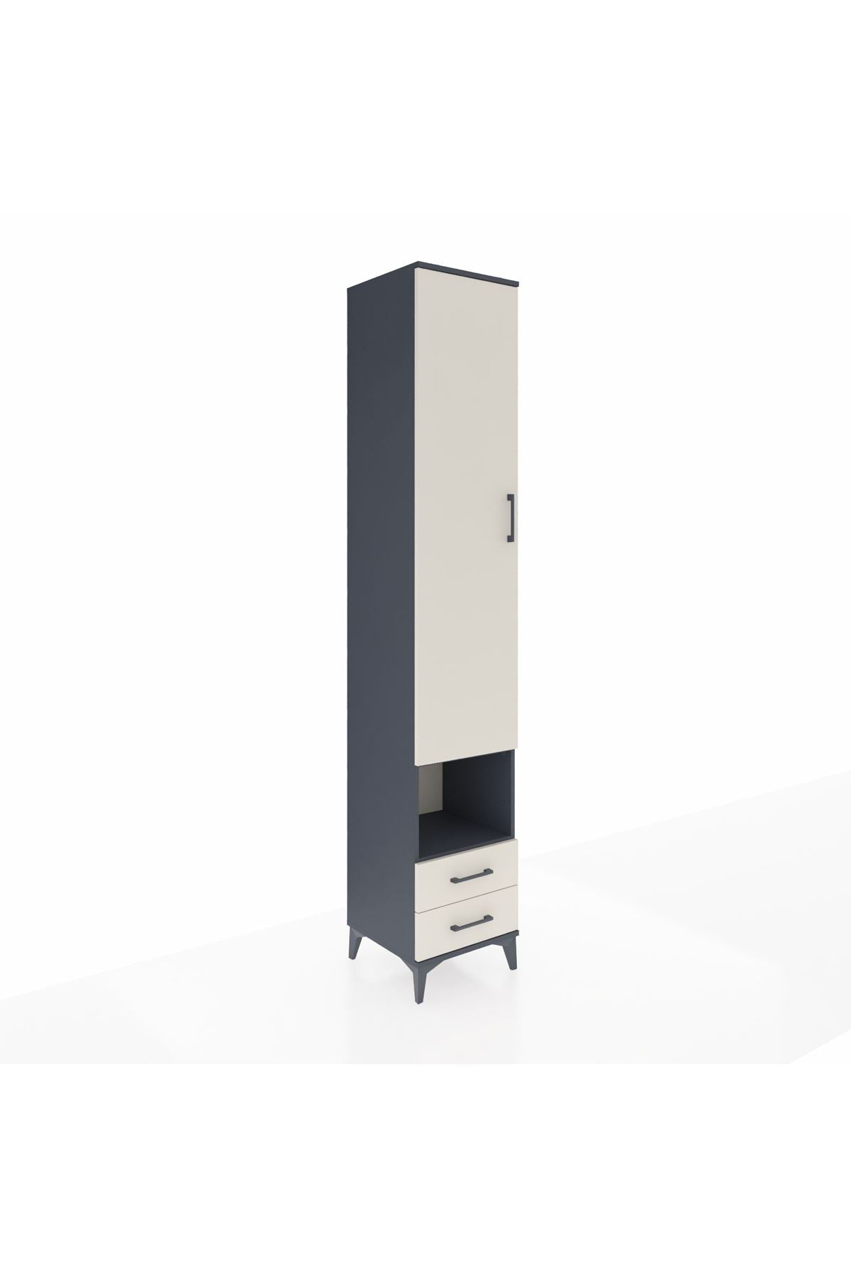 Hyperion Dolap 4 Raflı 2 Çekmeceli Tek Askılı 44x44x243 Antrasit-Aytaşı