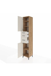 Hyperion Dolap 4 Raflı 3 Çekmeceli 2 Kapaklı 44x44x243 Çam-Aytaşı