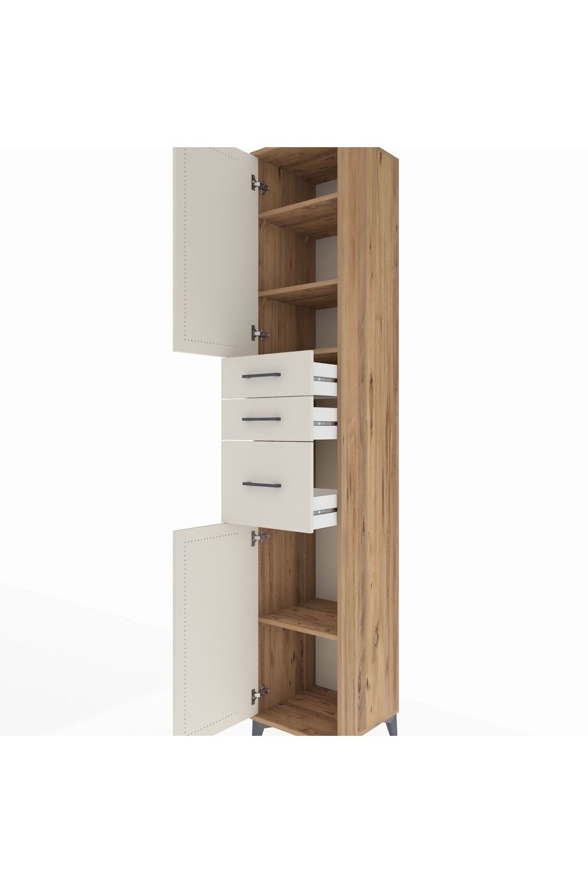 Hyperion Dolap 4 Raflı 3 Çekmeceli 2 Kapaklı 44x44x243 Çam-Aytaşı