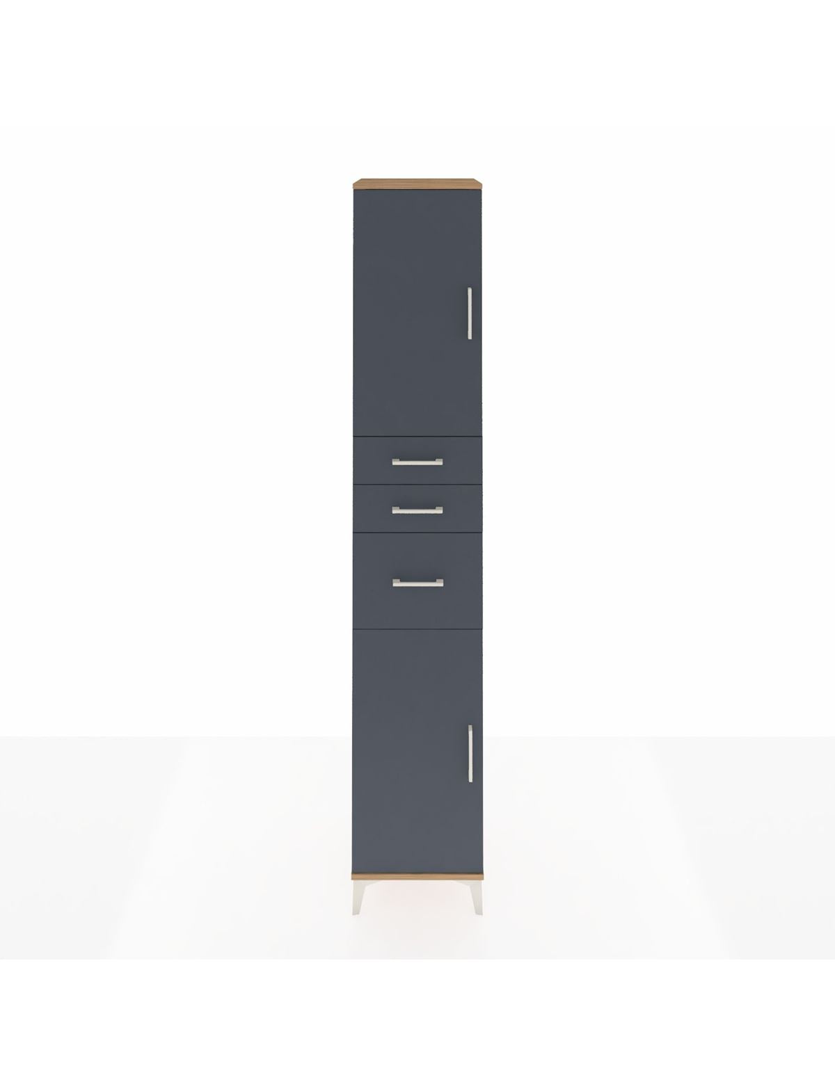 Hyperion Dolap 4 Raflı 3 Çekmeceli 2 Kapaklı 44x44x243 Çam-Antrasit