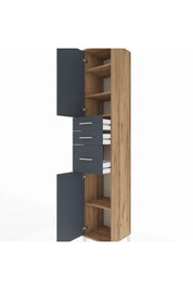 Hyperion Dolap 4 Raflı 3 Çekmeceli 2 Kapaklı 44x44x243 Çam-Antrasit