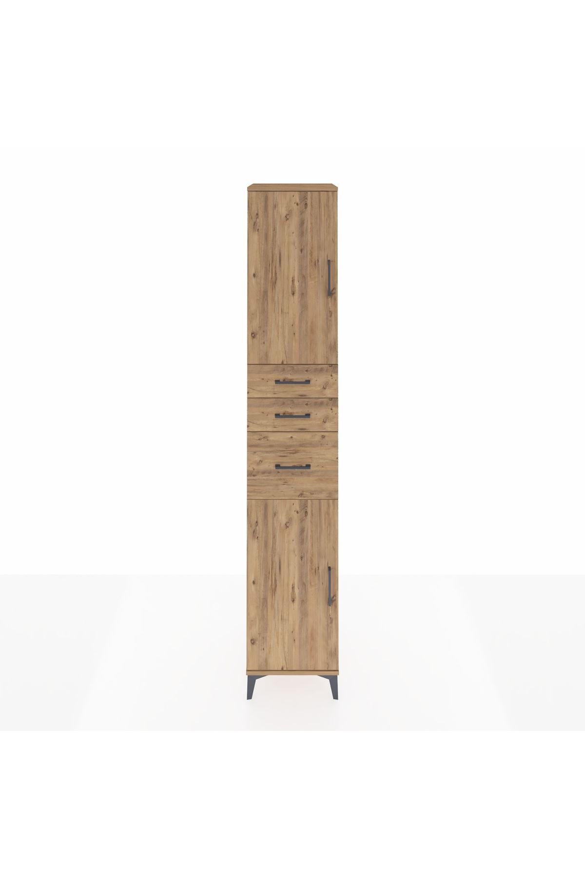 Hyperion Dolap 4 Raflı 3 Çekmeceli 2 Kapaklı 44x44x243 Çam-Çam