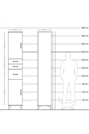 Hyperion Dolap 4 Raflı 3 Çekmeceli 2 Kapaklı 44x44x243 Çam-Çam