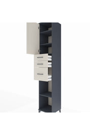 Hyperion Dolap 4 Raflı 3 Çekmeceli Tek Kapaklı 44x44x243 Antrasit-Aytaşı