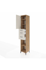 Hyperion Dolap 4 Raflı 3 Çekmeceli Tek Kapaklı 44x44x243 Çam-Aytaşı