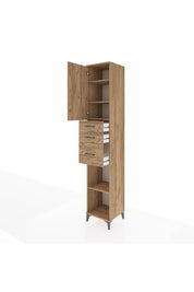 Hyperion Dolap 4 Raflı 3 Çekmeceli Tek Kapaklı 44x44x243 Çam-Çam