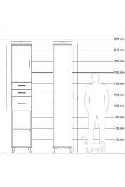 Hyperion Dolap 4 Raflı 3 Çekmeceli Tek Kapaklı 44x44x243 Çam-Çam