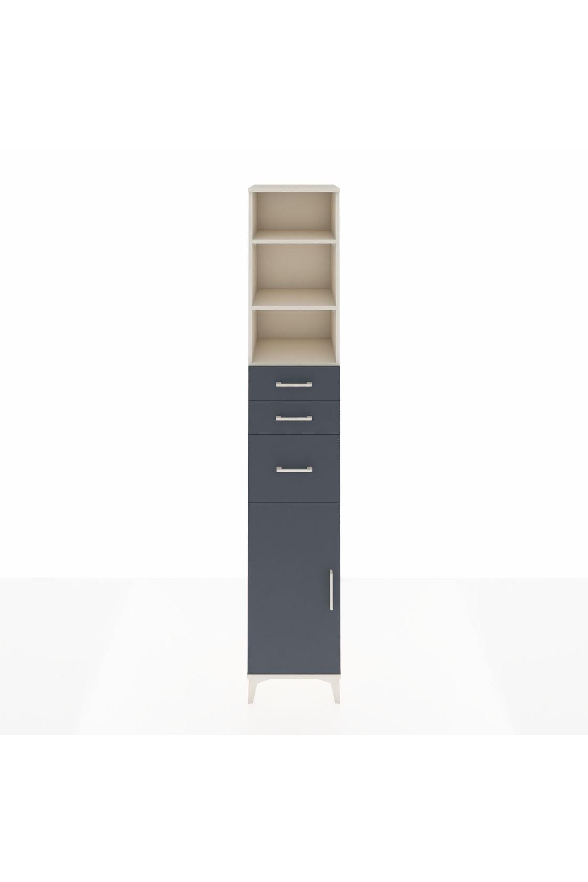 Hyperion Dolap 4 Raflı 3 Çekmeceli Tek Kapaklı 44x44x243 Aytaşı-Antrasit