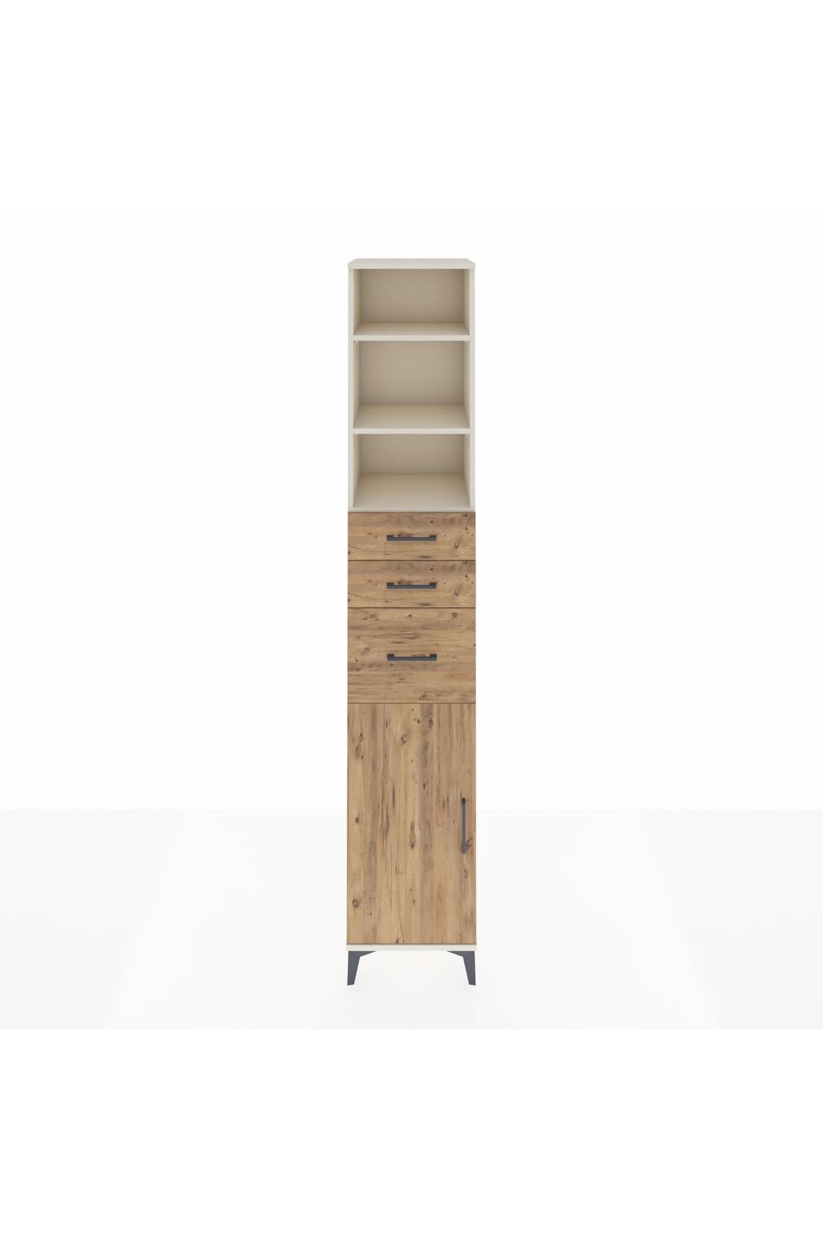 Hyperion Dolap 4 Raflı 3 Çekmeceli Tek Kapaklı 44x44x243 Aytaşı-Çam