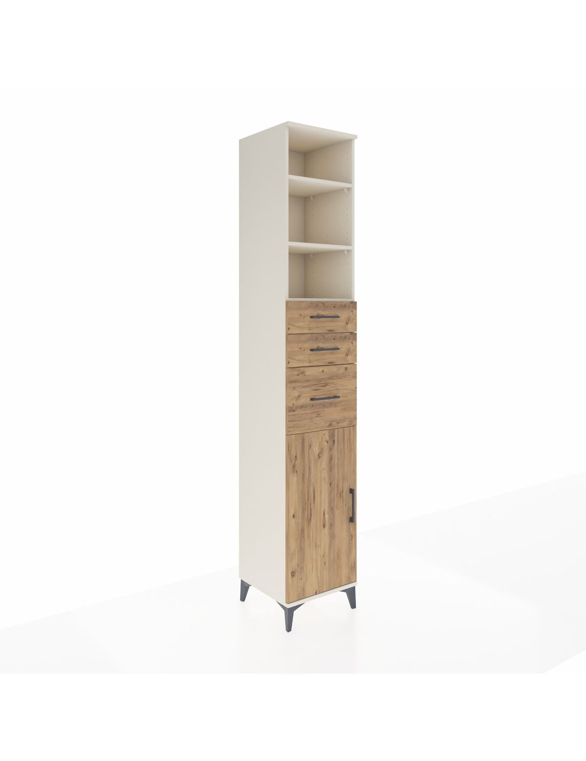 Hyperion Dolap 4 Raflı 3 Çekmeceli Tek Kapaklı 44x44x243 Aytaşı-Çam