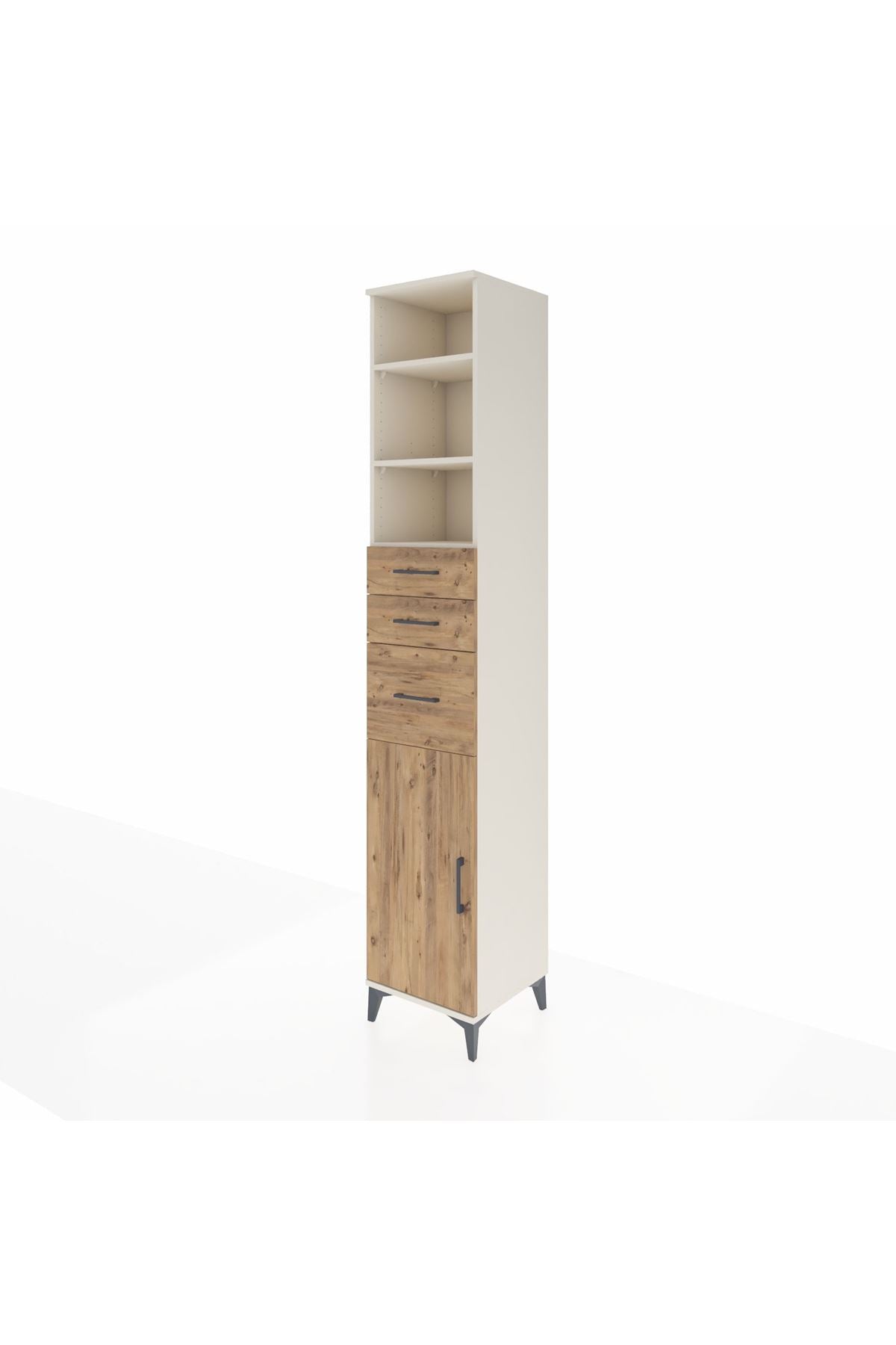 Hyperion Dolap 4 Raflı 3 Çekmeceli Tek Kapaklı 44x44x243 Aytaşı-Çam