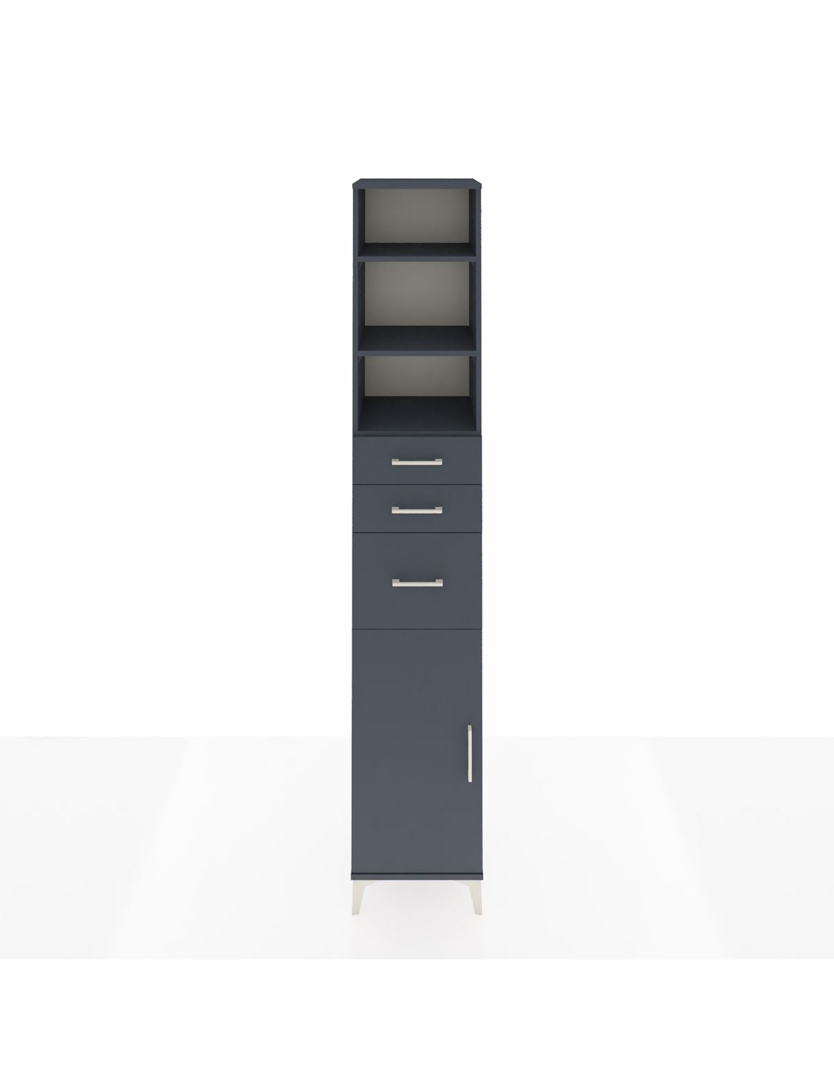 Hyperion Dolap 4 Raflı 3 Çekmeceli Tek Kapaklı 44x44x243 Antrasit-Antrasit