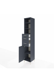 Hyperion Dolap 4 Raflı 3 Çekmeceli Tek Kapaklı 44x44x243 Antrasit-Antrasit