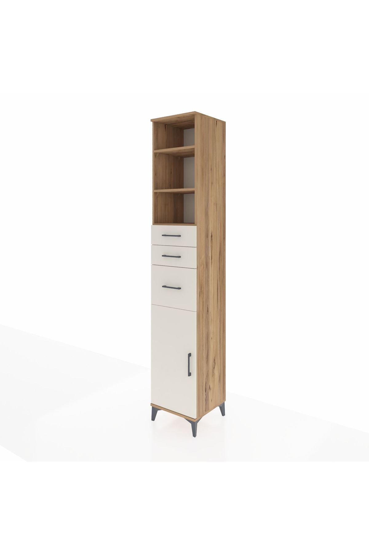 Hyperion Dolap 4 Raflı 3 Çekmeceli Tek Kapaklı 44x44x243 Çam-Aytaşı