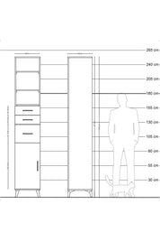Hyperion Dolap 4 Raflı 3 Çekmeceli Tek Kapaklı 44x44x243 Çam-Antrasit