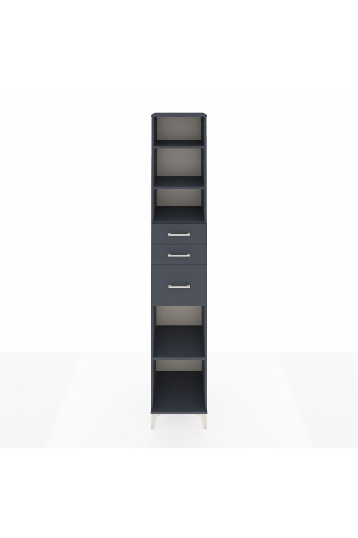 Hyperion Dolap 4 Raflı 3 Çekmeceli 44x44x243 Antrasit-Antrasit