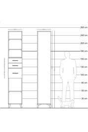 Hyperion Dolap 4 Raflı 3 Çekmeceli 44x44x243 Antrasit-Antrasit