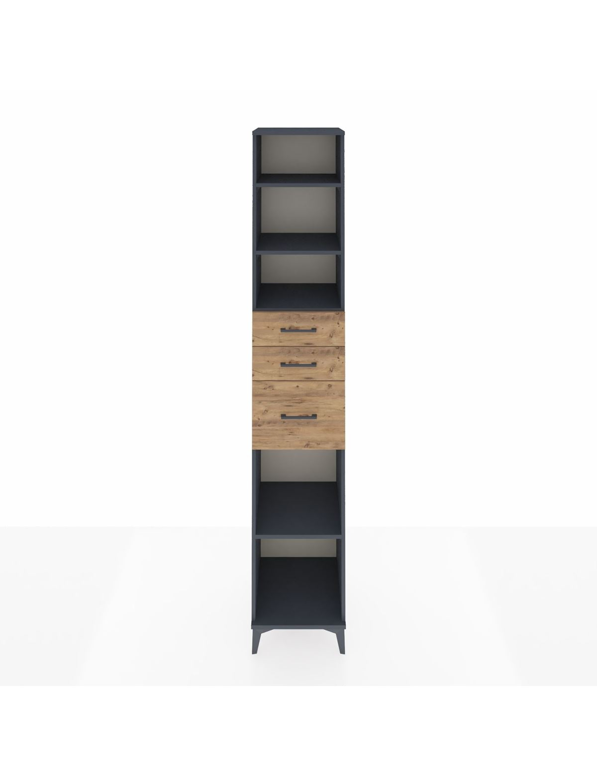 Hyperion Dolap 4 Raflı 3 Çekmeceli 44x44x243 Antrasit-Çam