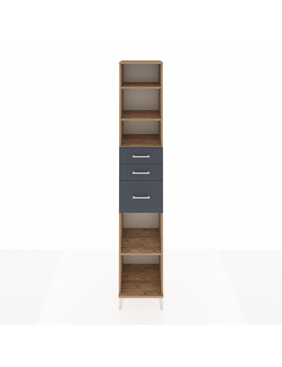 Hyperion Dolap 4 Raflı 3 Çekmeceli 44x44x243 Çam-Antrasit