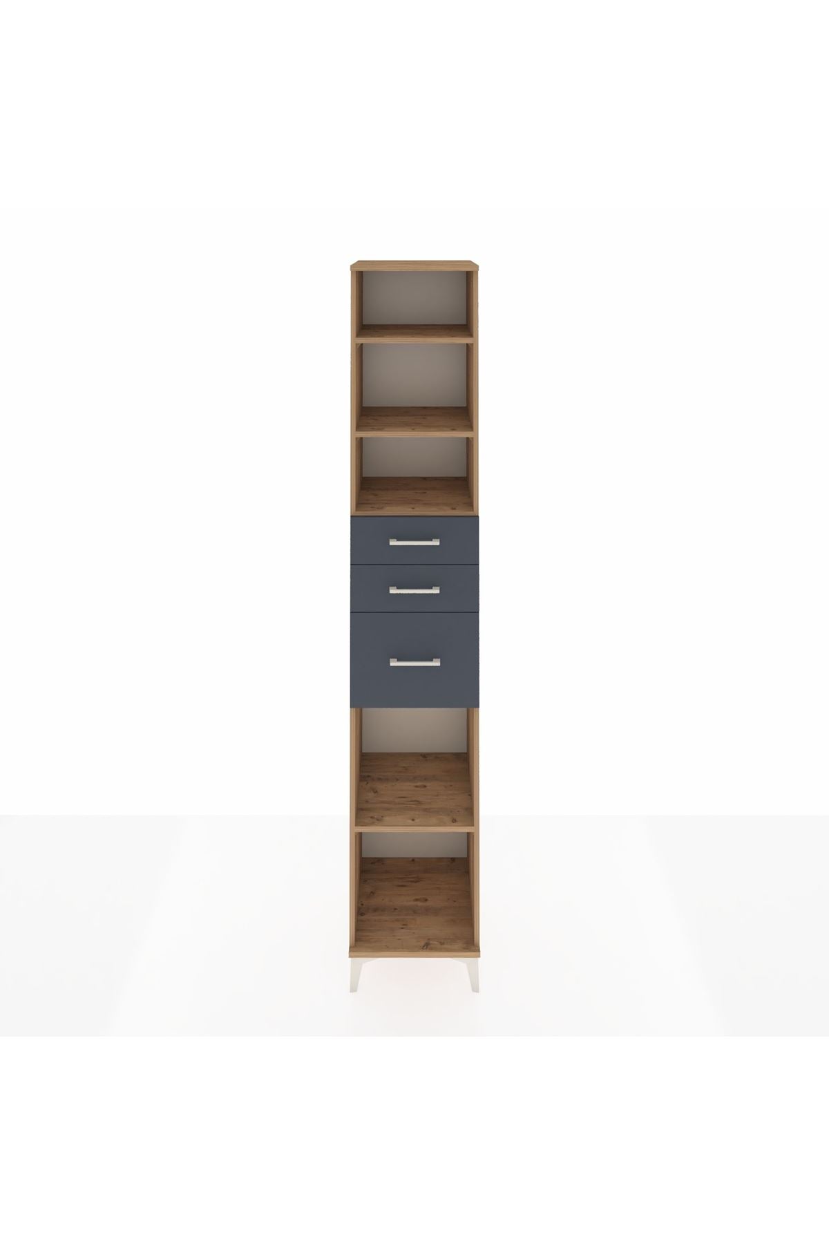 Hyperion Dolap 4 Raflı 3 Çekmeceli 44x44x243 Çam-Antrasit