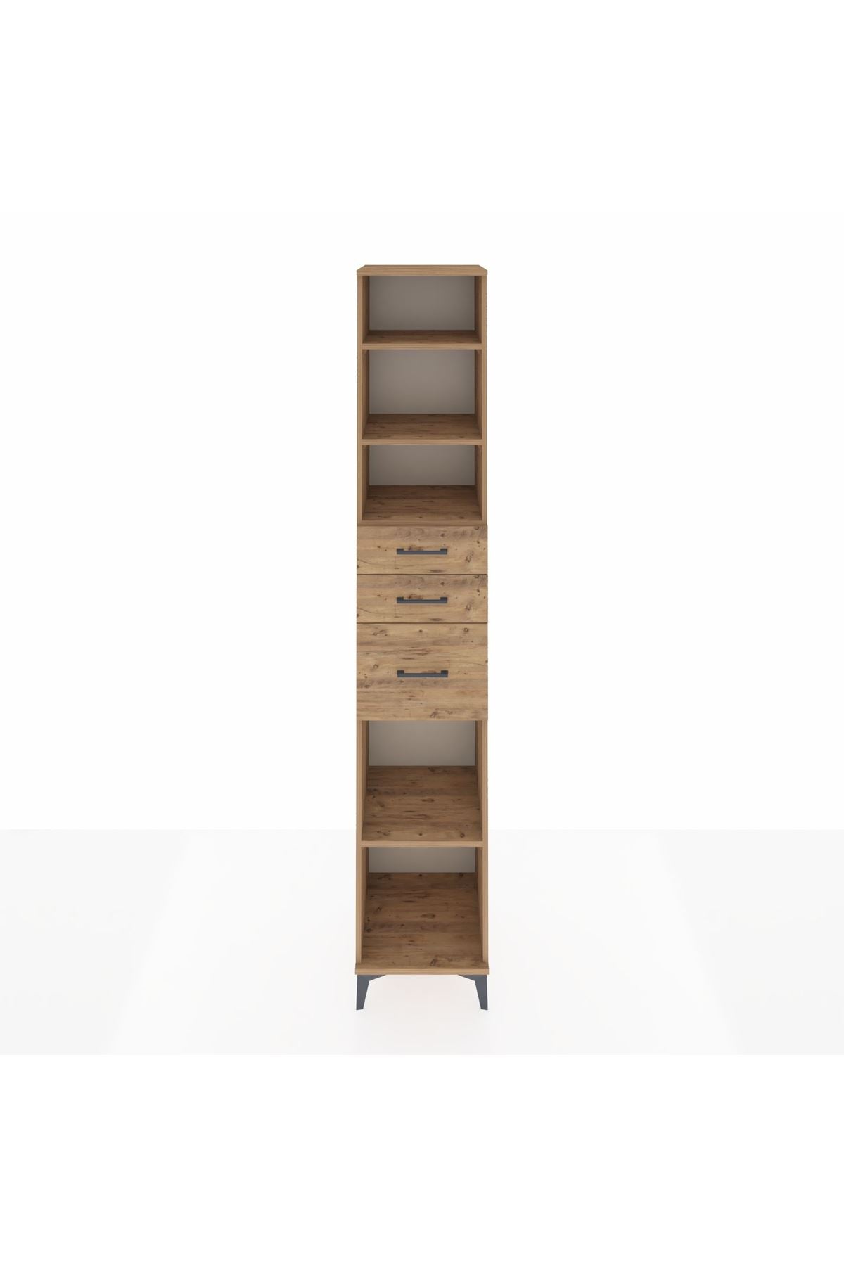 Hyperion Dolap 4 Raflı 3 Çekmeceli 44x44x243 Çam-Çam