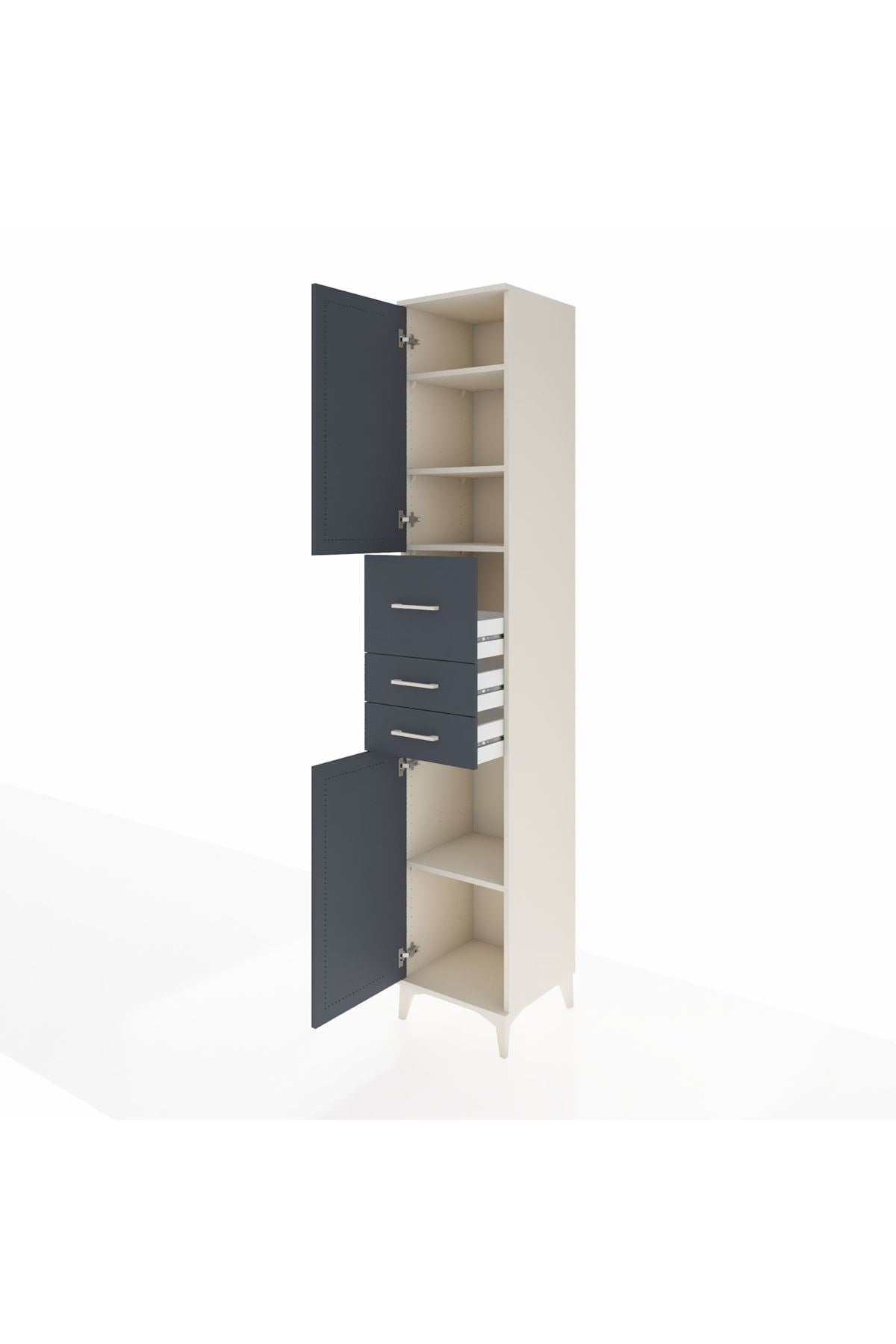 Hyperion Dolap 4 Raflı 3 Çekmeceli 2 Kapaklı 44x44x243 Aytaşı-Antrasit