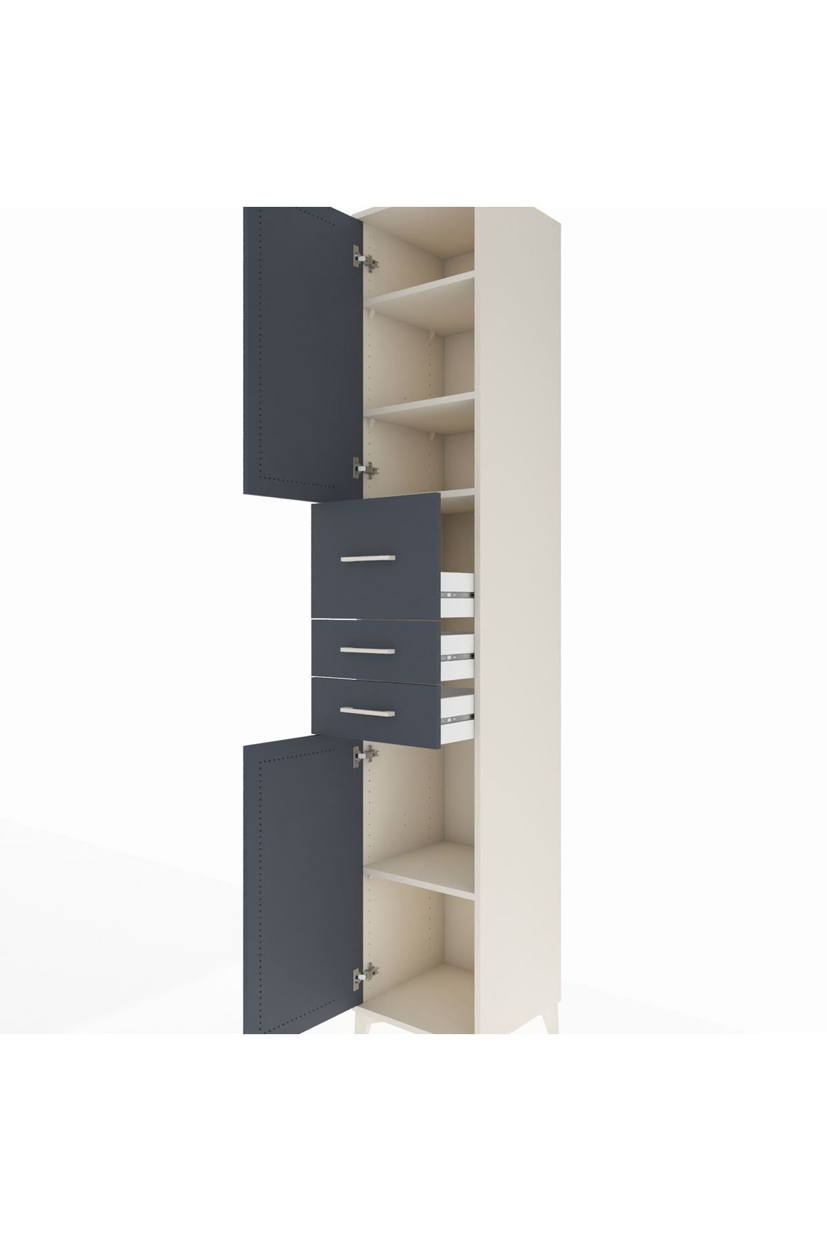 Hyperion Dolap 4 Raflı 3 Çekmeceli 2 Kapaklı 44x44x243 Aytaşı-Antrasit