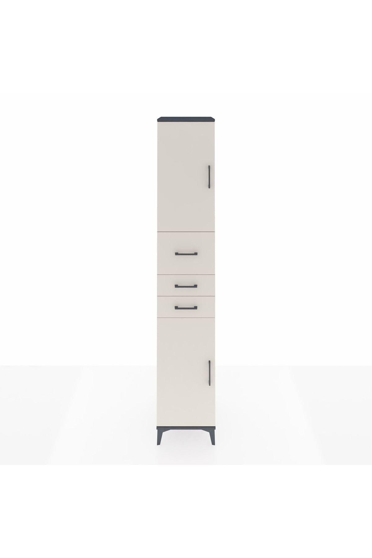 Hyperion Dolap 4 Raflı 3 Çekmeceli 2 Kapaklı 44x44x243 Antrasit-Aytaşı