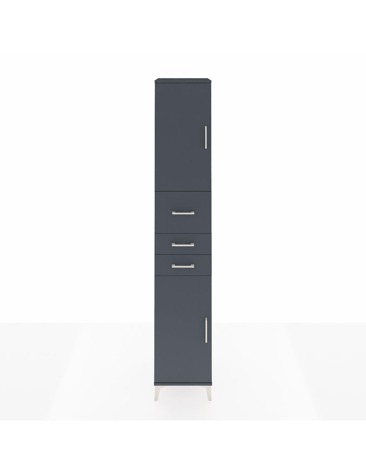 Hyperion Dolap 4 Raflı 3 Çekmeceli 2 Kapaklı 44x44x243 Antrasit-Antrasit