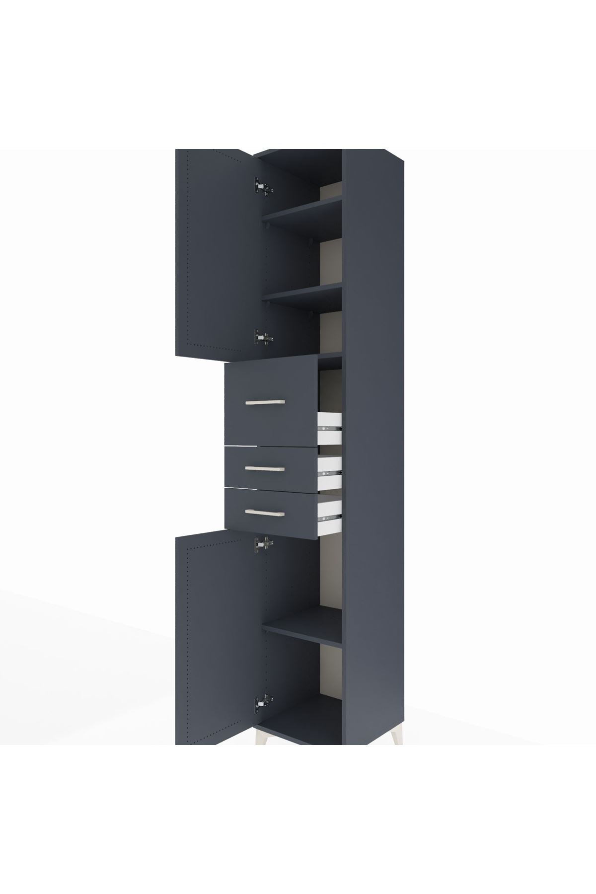 Hyperion Dolap 4 Raflı 3 Çekmeceli 2 Kapaklı 44x44x243 Antrasit-Antrasit
