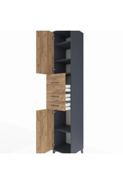 Hyperion Dolap 4 Raflı 3 Çekmeceli 2 Kapaklı 44x44x243 Antrasit-Çam