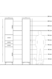 Hyperion Dolap 4 Raflı 3 Çekmeceli 2 Kapaklı 44x44x243 Antrasit-Çam