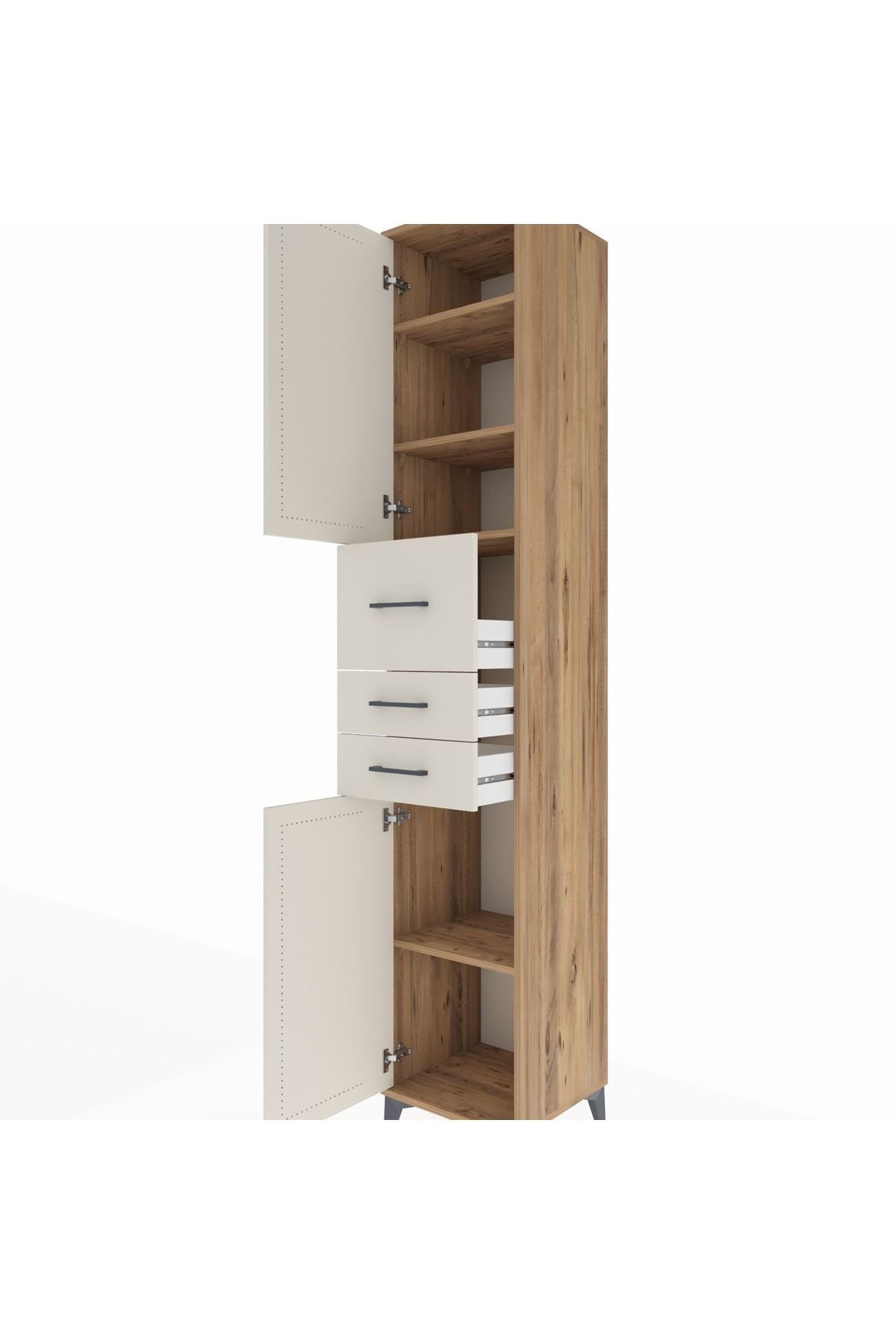 Hyperion Dolap 4 Raflı 3 Çekmeceli 2 Kapaklı 44x44x243 Çam-Aytaşı