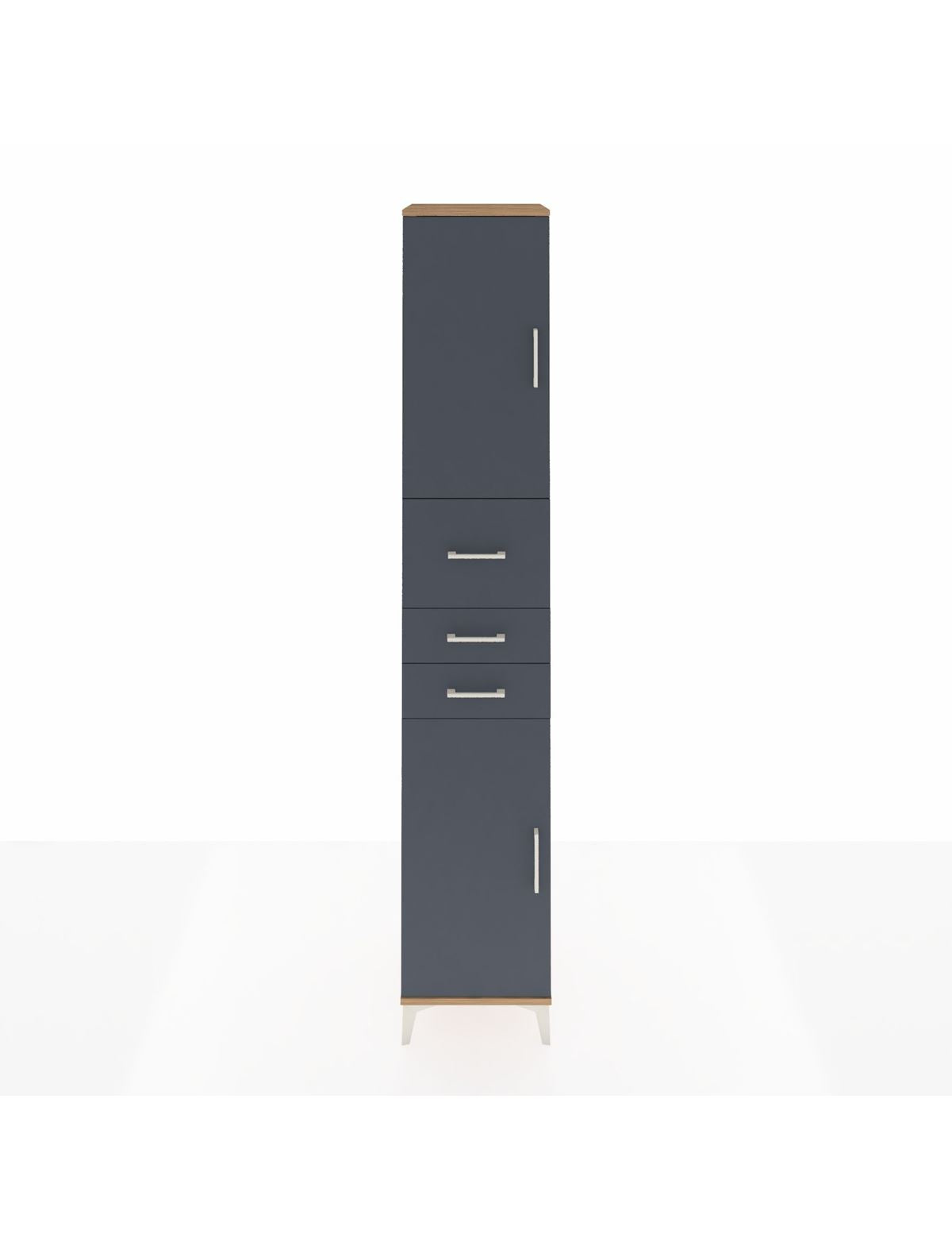 Hyperion Dolap 4 Raflı 3 Çekmeceli 2 Kapaklı 44x44x243 Çam-Antrasit