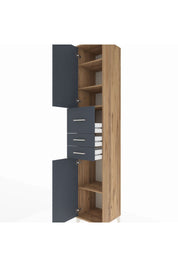 Hyperion Dolap 4 Raflı 3 Çekmeceli 2 Kapaklı 44x44x243 Çam-Antrasit