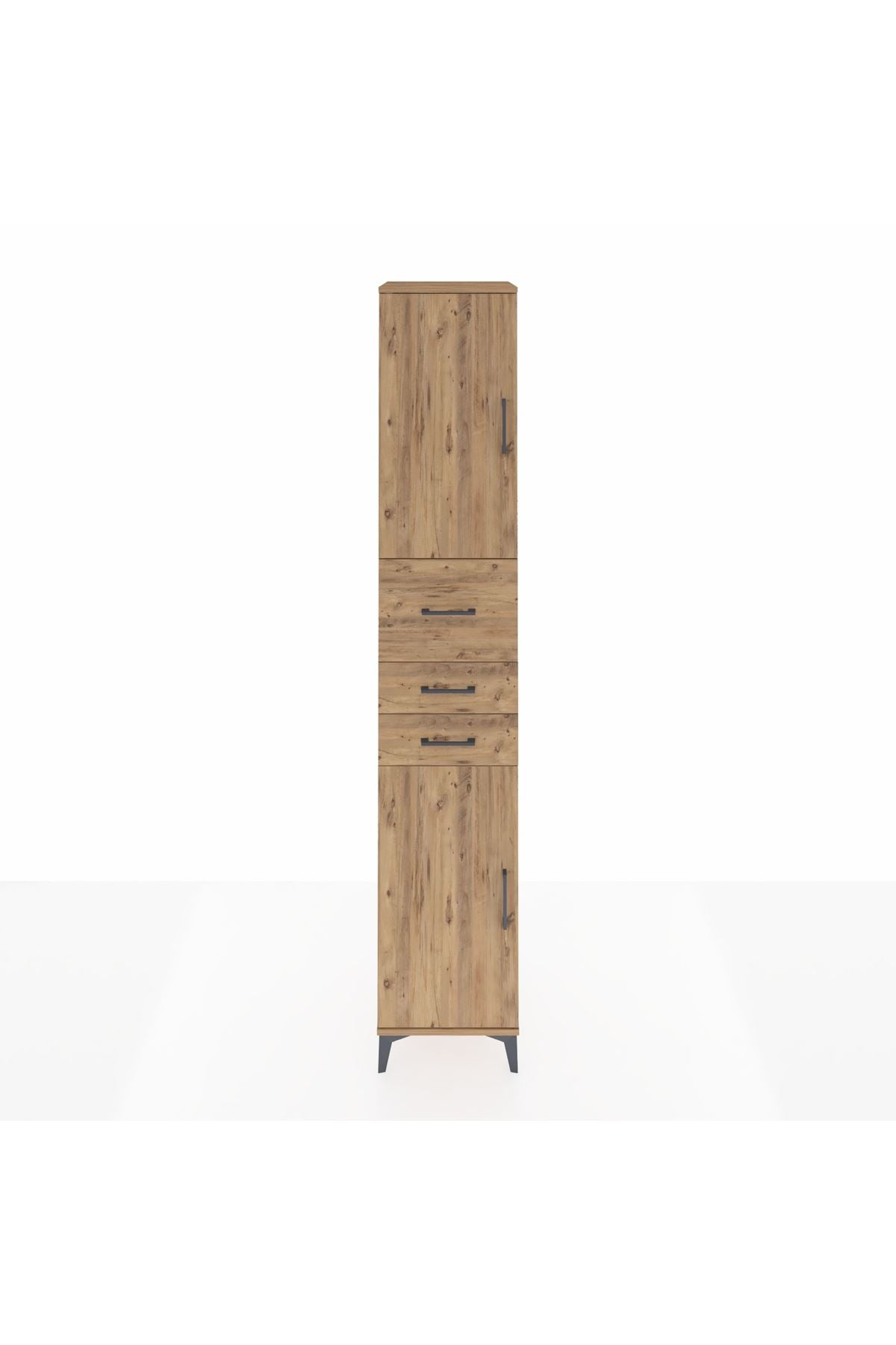 Hyperion Dolap 4 Raflı 3 Çekmeceli 2 Kapaklı 44x44x243 Çam-Çam