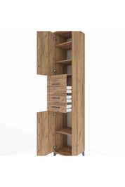 Hyperion Dolap 4 Raflı 3 Çekmeceli 2 Kapaklı 44x44x243 Çam-Çam