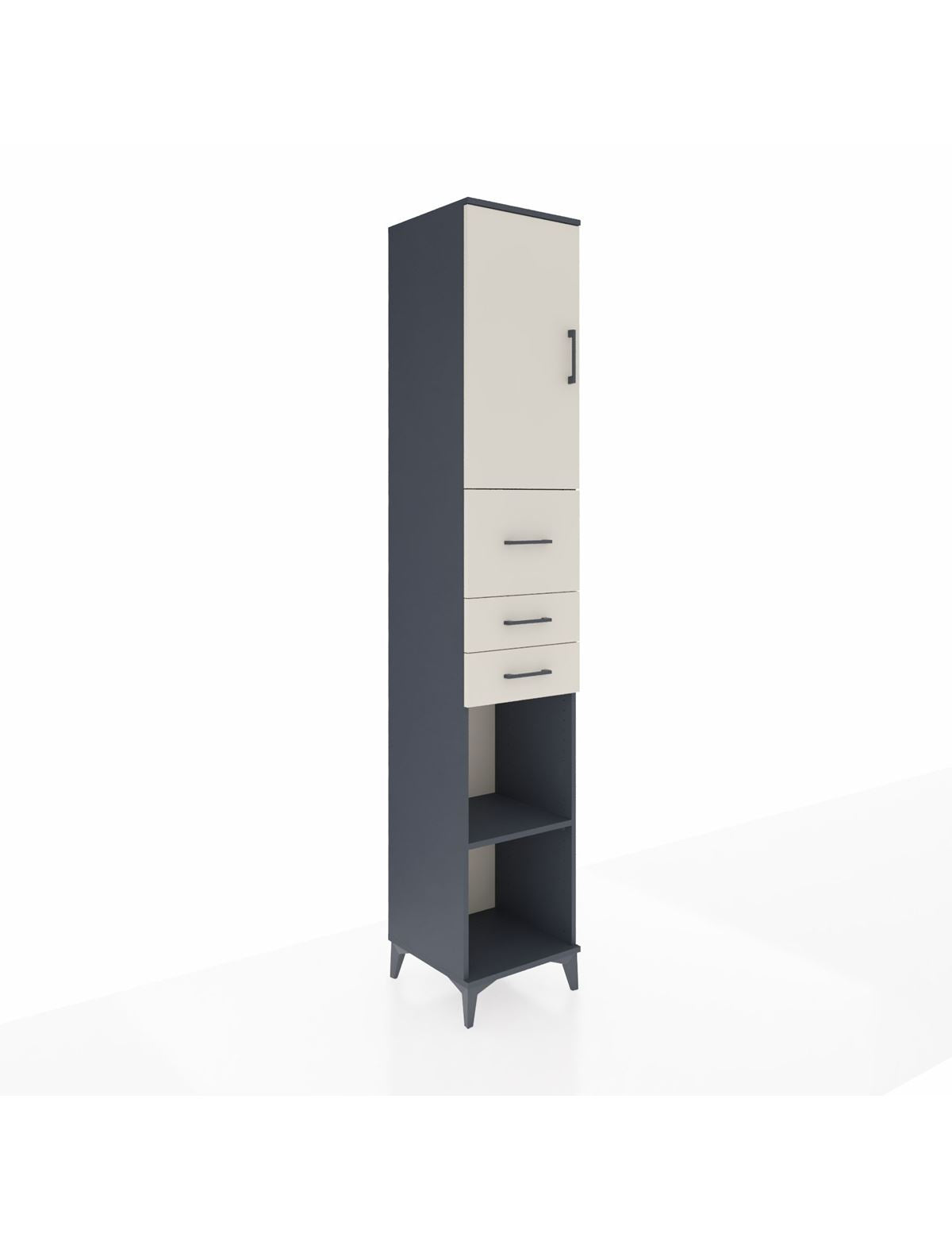 Hyperion Dolap 4 Raflı 3 Çekmeceli Tek Kapaklı 44x44x243 Antrasit-Aytaşı