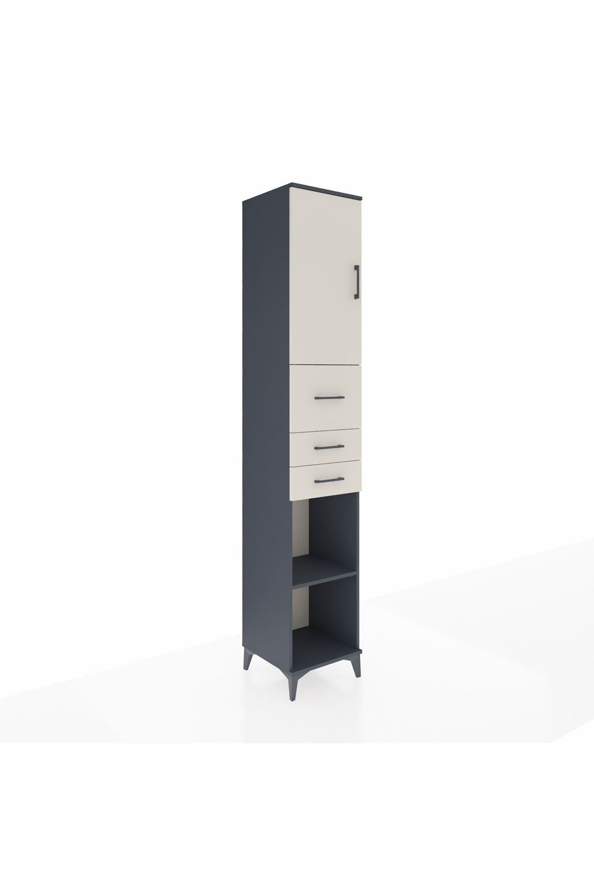 Hyperion Dolap 4 Raflı 3 Çekmeceli Tek Kapaklı 44x44x243 Antrasit-Aytaşı
