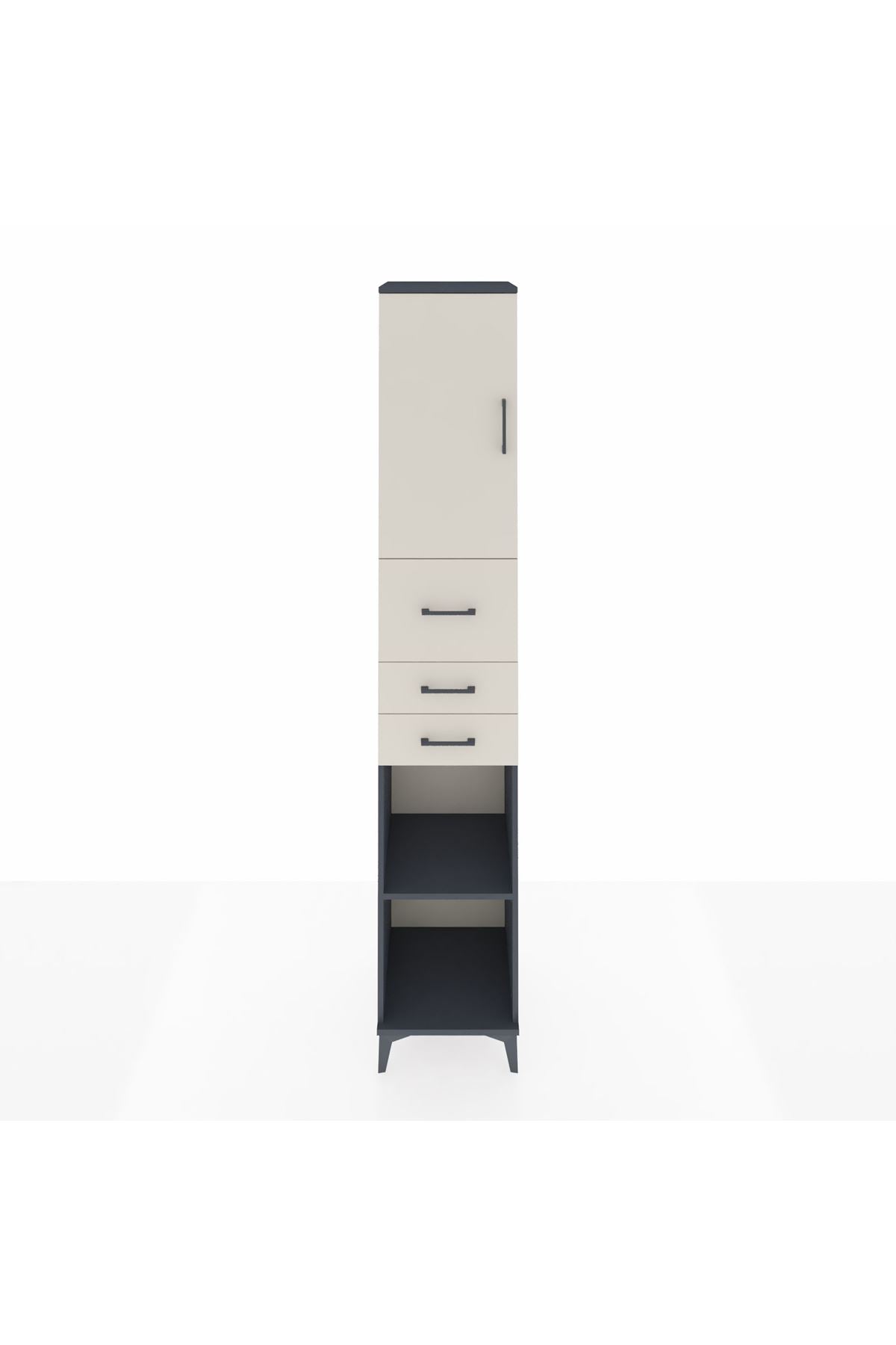 Hyperion Dolap 4 Raflı 3 Çekmeceli Tek Kapaklı 44x44x243 Antrasit-Aytaşı