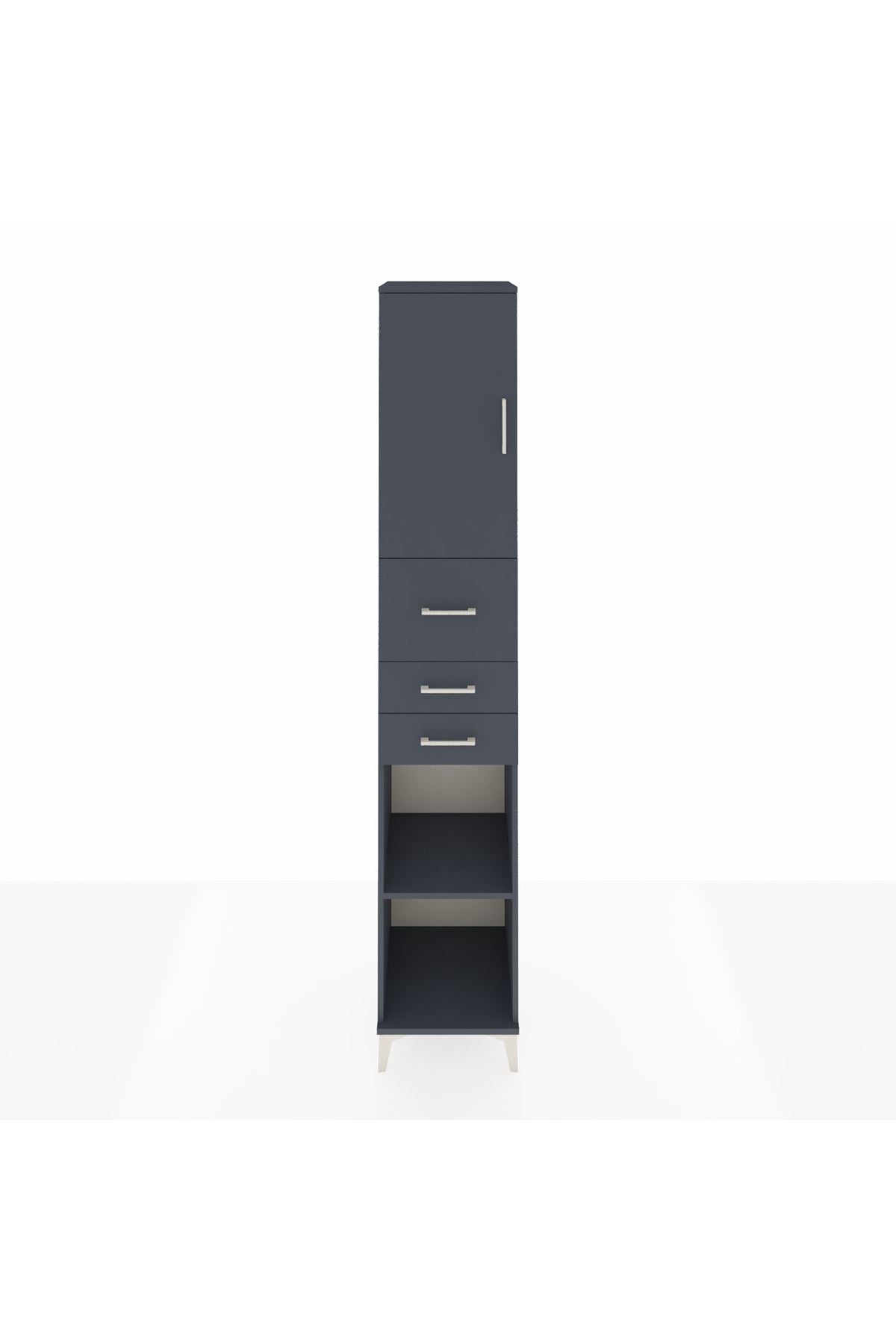 Hyperion Dolap 4 Raflı 3 Çekmeceli Tek Kapaklı 44x44x243 Antrasit-Antrasit