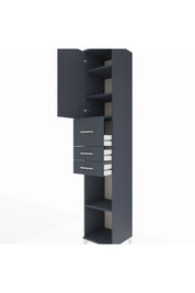 Hyperion Dolap 4 Raflı 3 Çekmeceli Tek Kapaklı 44x44x243 Antrasit-Antrasit