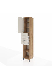 Hyperion Dolap 4 Raflı 3 Çekmeceli Tek Kapaklı 44x44x243 Çam-Aytaşı