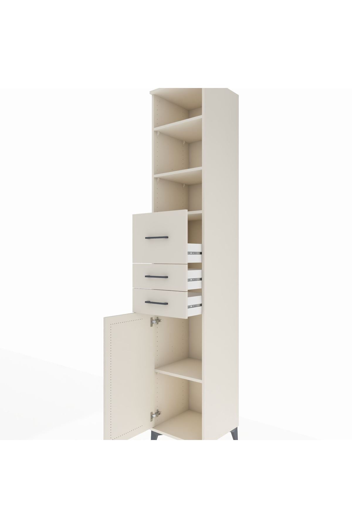 Hyperion Dolap 4 Raflı 3 Çekmeceli Tek Kapaklı 44x44x243 Aytaşı-Aytaşı