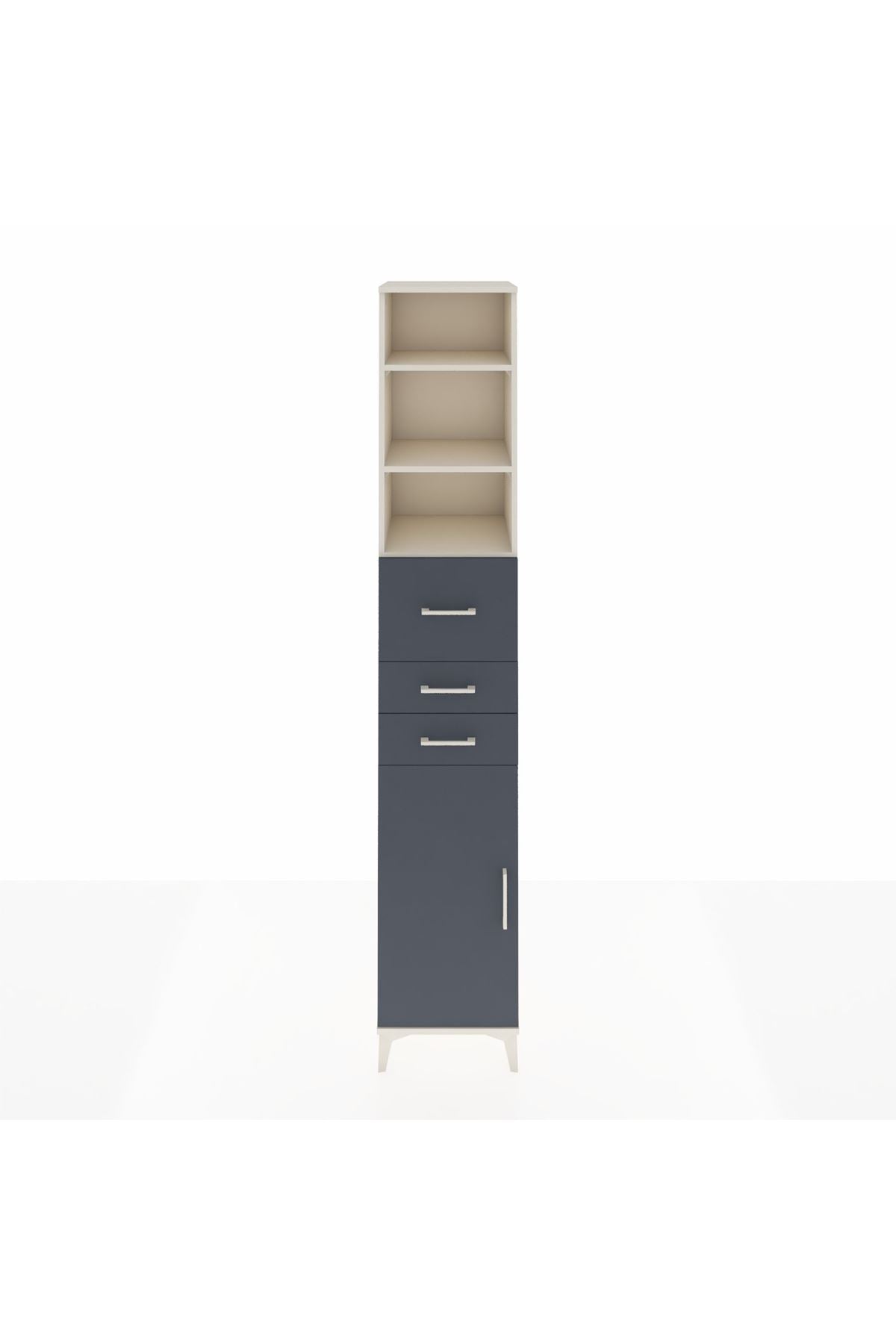 Hyperion Dolap 4 Raflı 3 Çekmeceli Tek Kapaklı 44x44x243 Aytaşı-Antrasit