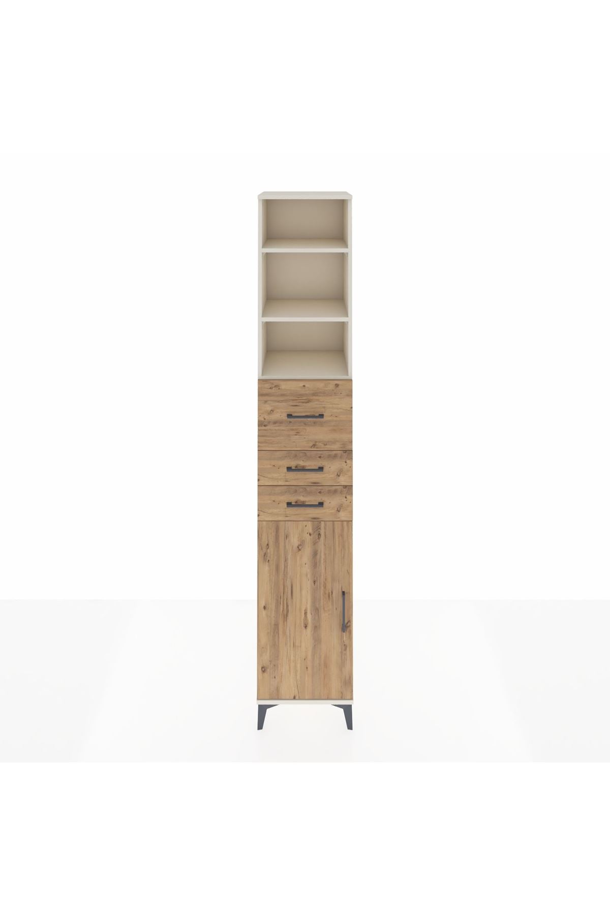 Hyperion Dolap 4 Raflı 3 Çekmeceli Tek Kapaklı 44x44x243 Aytaşı-Çam