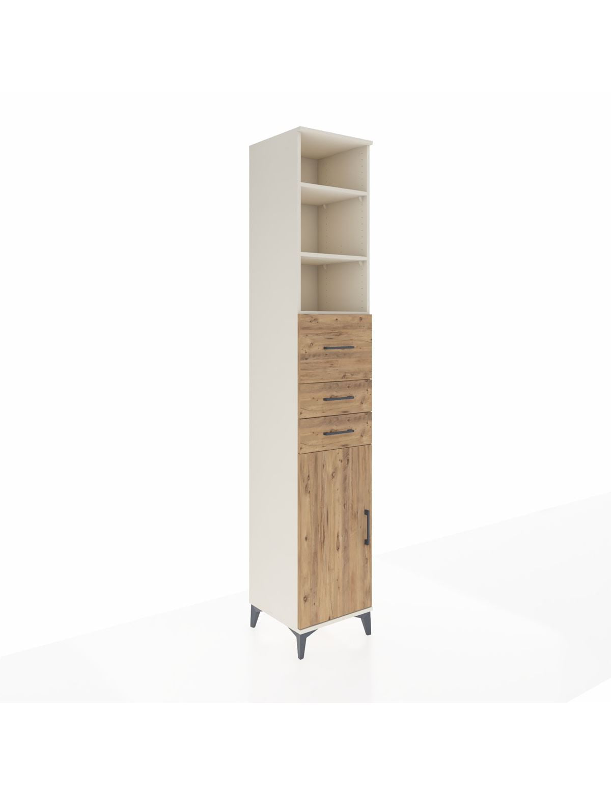 Hyperion Dolap 4 Raflı 3 Çekmeceli Tek Kapaklı 44x44x243 Aytaşı-Çam