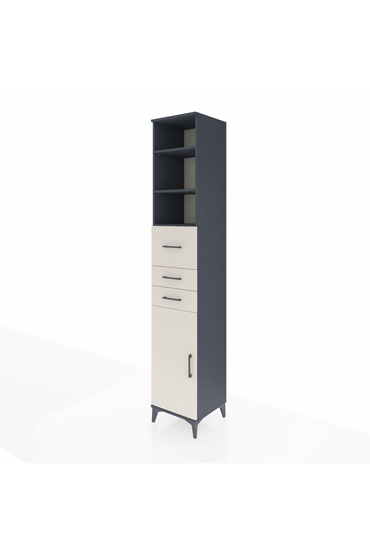 Hyperion Dolap 4 Raflı 3 Çekmeceli Tek Kapaklı 44x44x243 Antrasit-Aytaşı