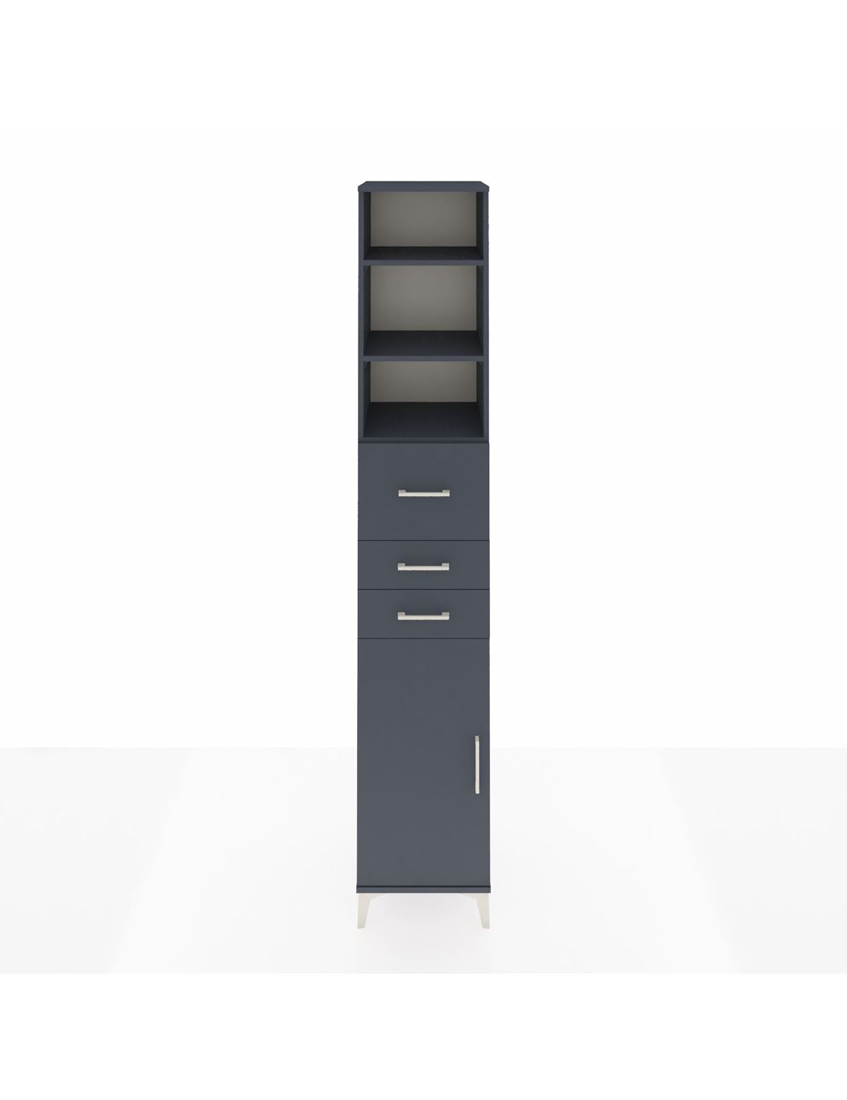 Hyperion Dolap 4 Raflı 3 Çekmeceli Tek Kapaklı 44x44x243 Antrasit-Antrasit